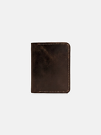 The Heritage Leather Vertical Bi-Fold Card Holder Coffee Brown