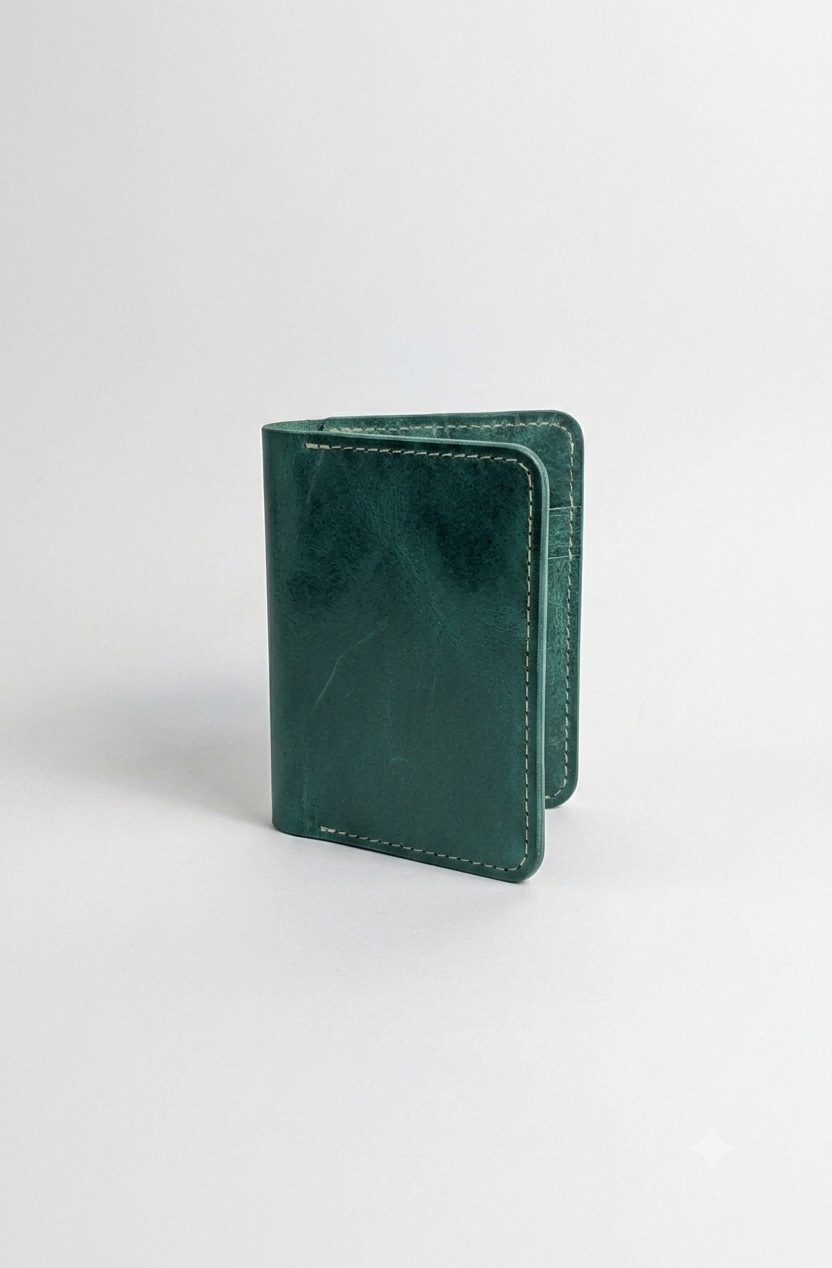 The Heritage Leather Vertical Bi-Fold Card Holder Gauguin Green
