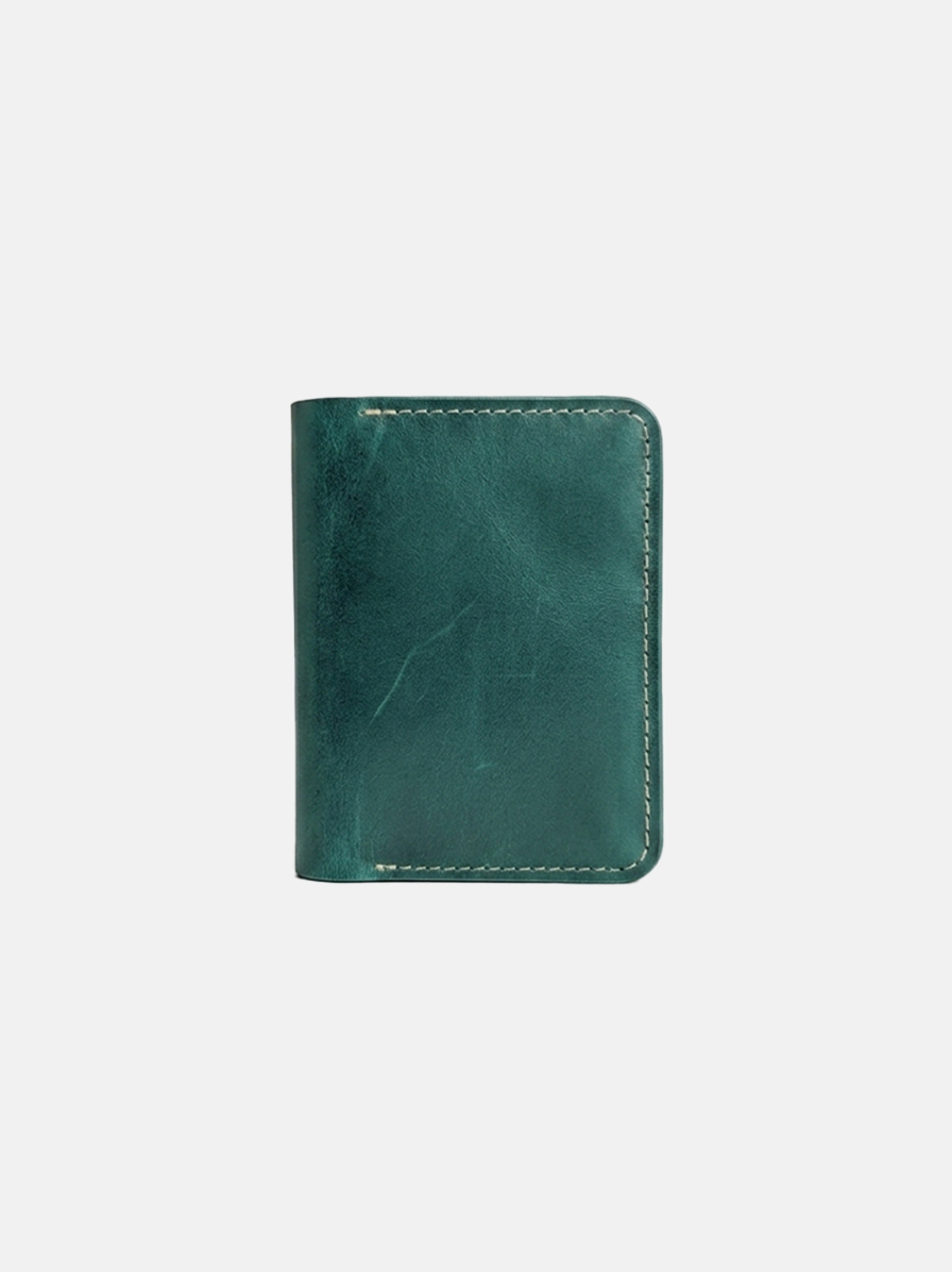 The Heritage Leather Vertical Bi-Fold Card Holder Gauguin Green