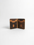 The Heritage Leather Vertical Bi-Fold Card Holder Coffee Brown