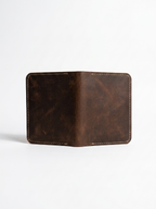 The Heritage Leather Vertical Bi-Fold Card Holder Coffee Brown