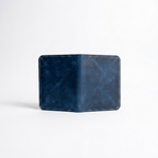 The Heritage Leather Vertical Bi-Fold Card Holder Van Gogh Blue