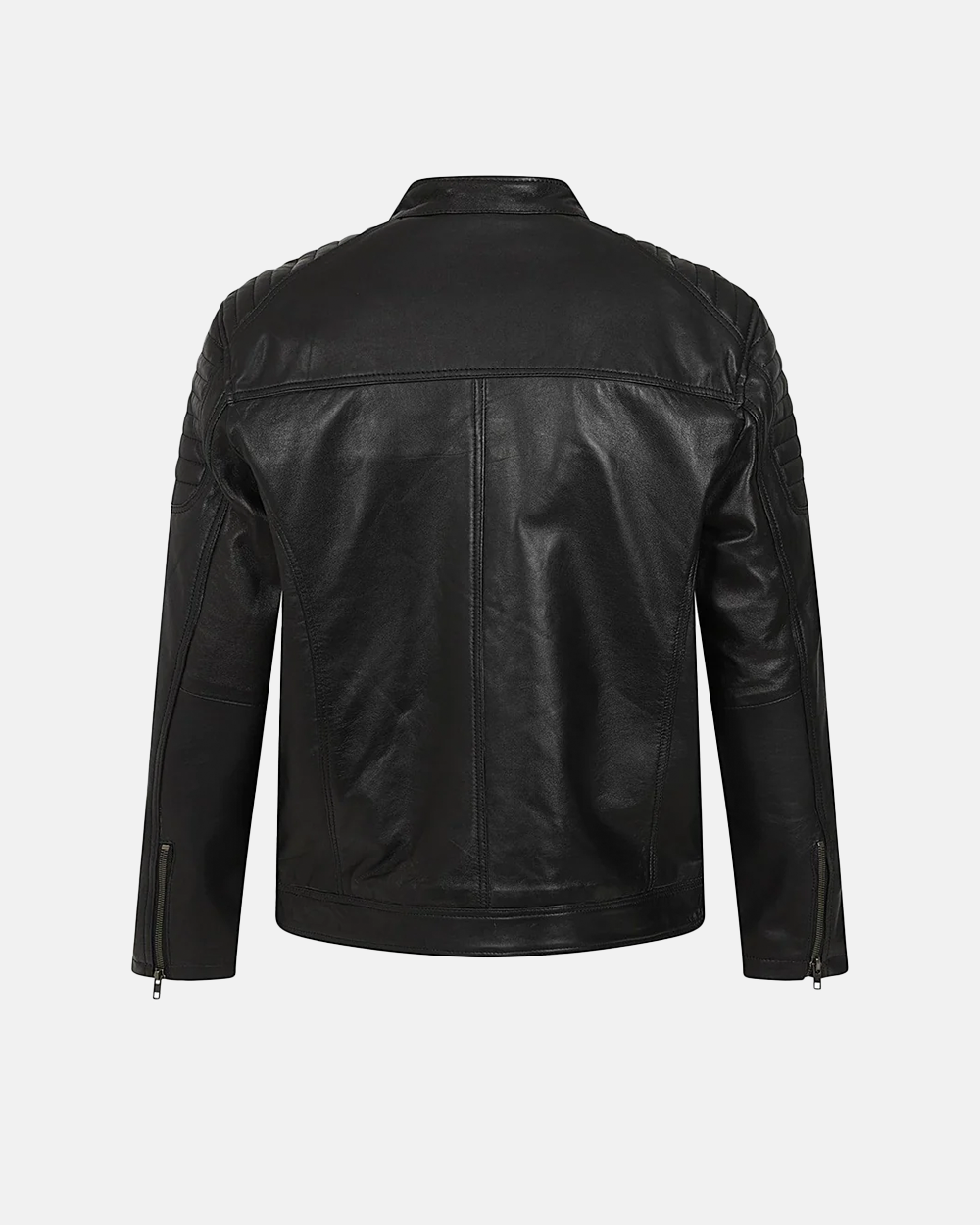 Lightweight Black Nappa Leather Biker Racer Jacket