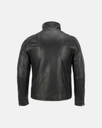 Men distressed Dark Brown Cafe Racer Biker Leather Jacket