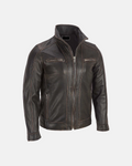 Men distressed Dark Brown Cafe Racer Biker Leather Jacket