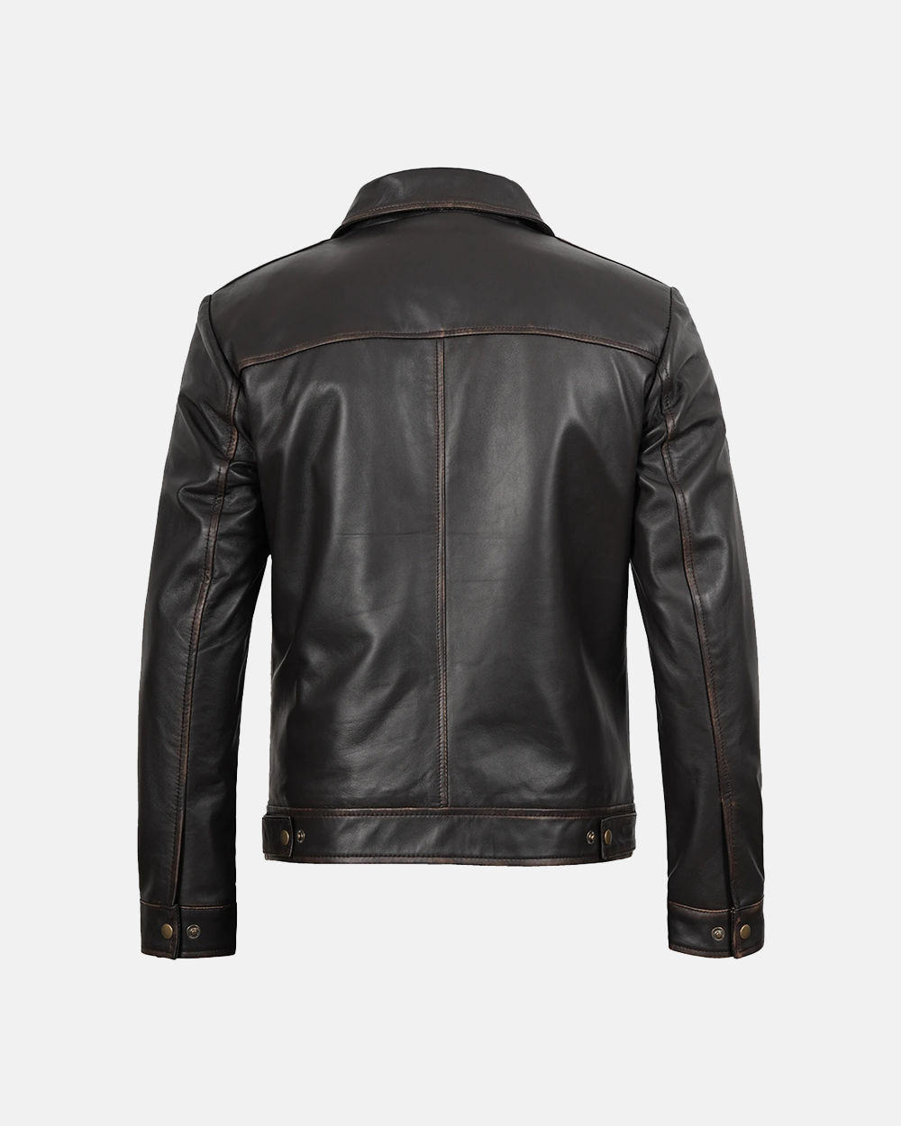 Men's Dark Brown Rub Off Aged Finish Leather Jacket