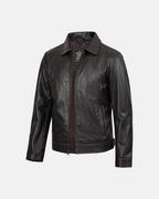 Men's Dark Brown Rub Off Aged Finish Leather Jacket