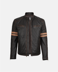 Men's Dark Brown Ruboff FNR Biker With Dual Strips