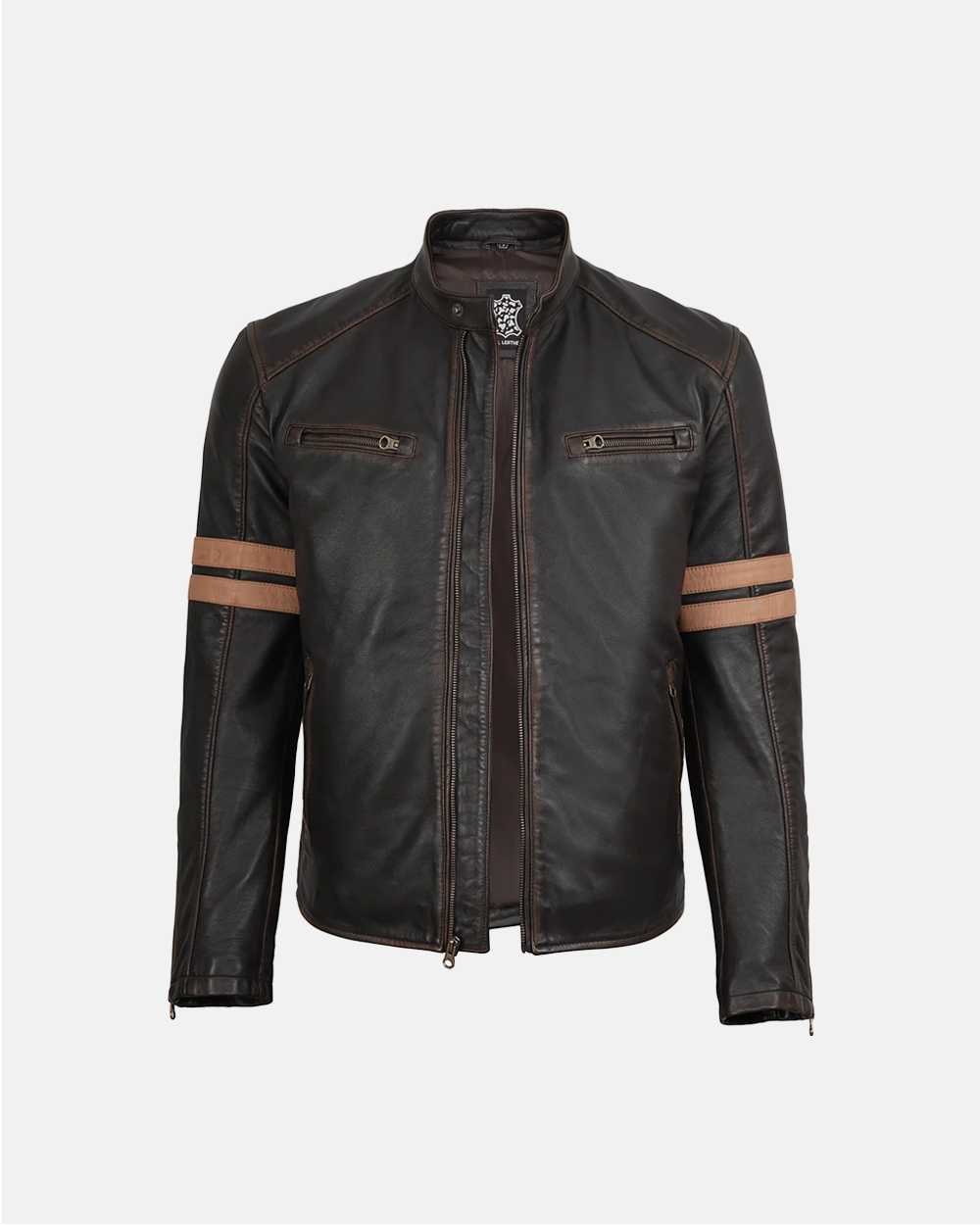 Men's Dark Brown Ruboff FNR Biker With Dual Strips