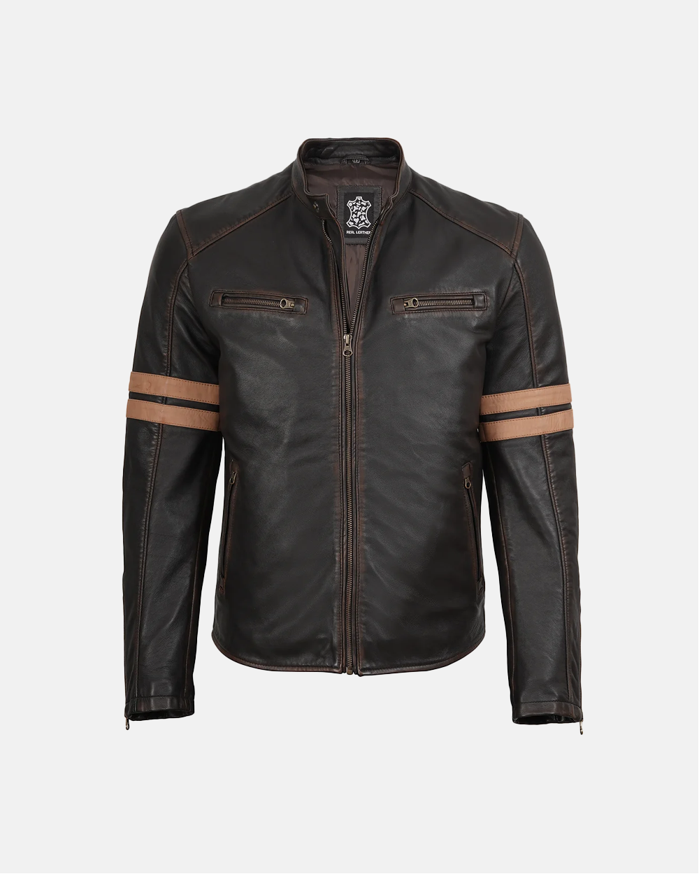 Men's Dark Brown Ruboff FNR Biker With Dual Strips