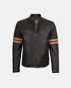 Men's Dark Brown Ruboff FNR Biker With Dual Strips