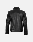 Men's Real Leather Classic Black Harrington Jacket