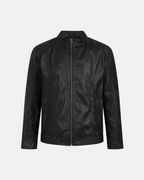 Premium Cafe Racer Leather Jacket Black Classic Men