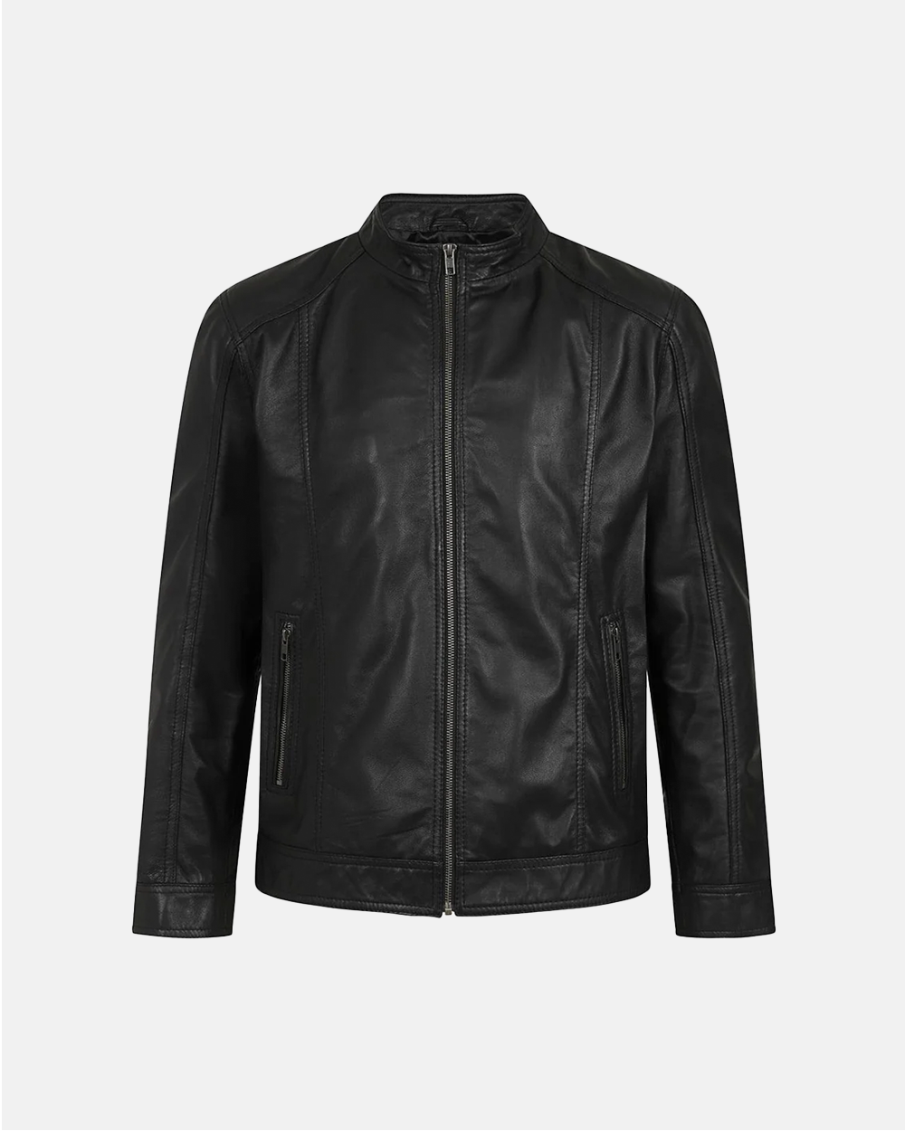 Premium Cafe Racer Leather Jacket Black Classic Men