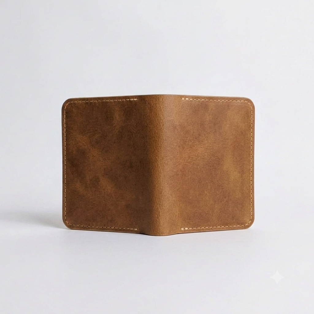 The Heritage Leather Vertical Bi-Fold Card Holder Rothko Brown