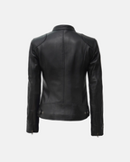 Women's Black Lambskin Leather Biker Jacket