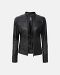 Women's Black Lambskin Leather Biker Jacket