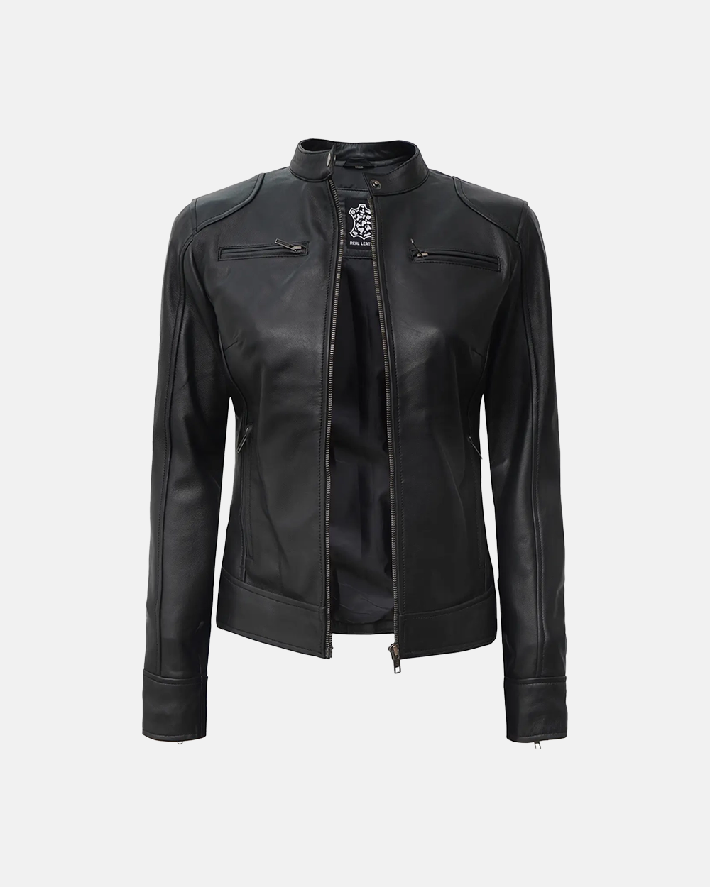 Women's Black Lambskin Leather Biker Jacket