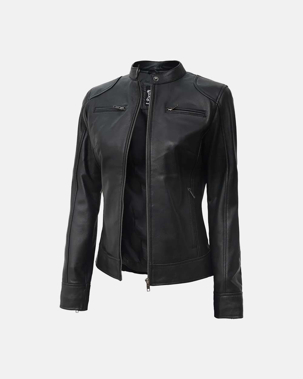 Women's Black Lambskin Leather Biker Jacket