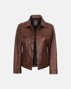 Women's Fernando Cognac Brown Leather Jacket