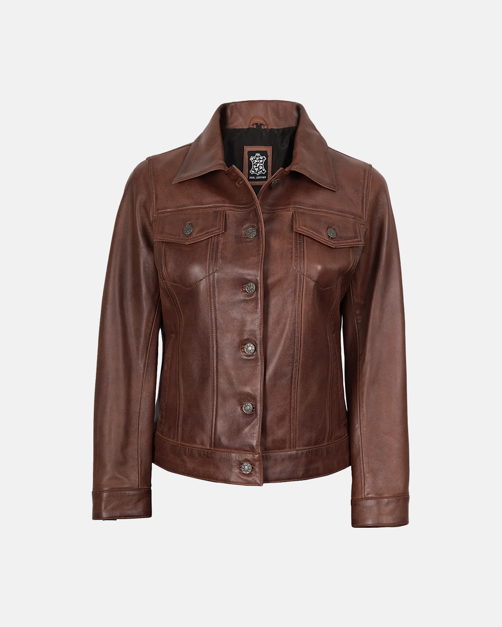 Women's Fernando Cognac Brown Leather Jacket