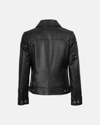 Women's Harrington Style Black Leather Jacket