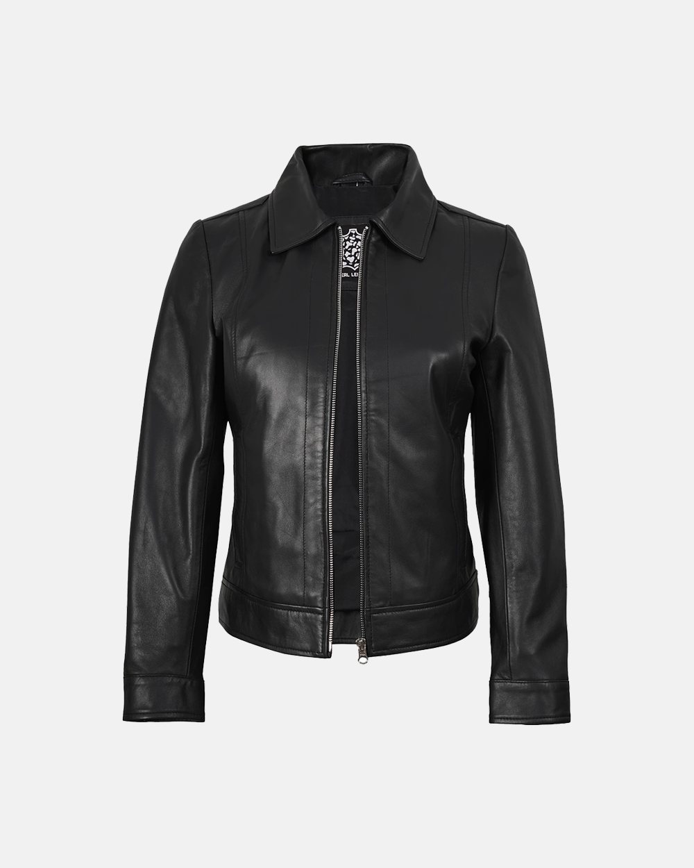 Women's Harrington Style Black Leather Jacket