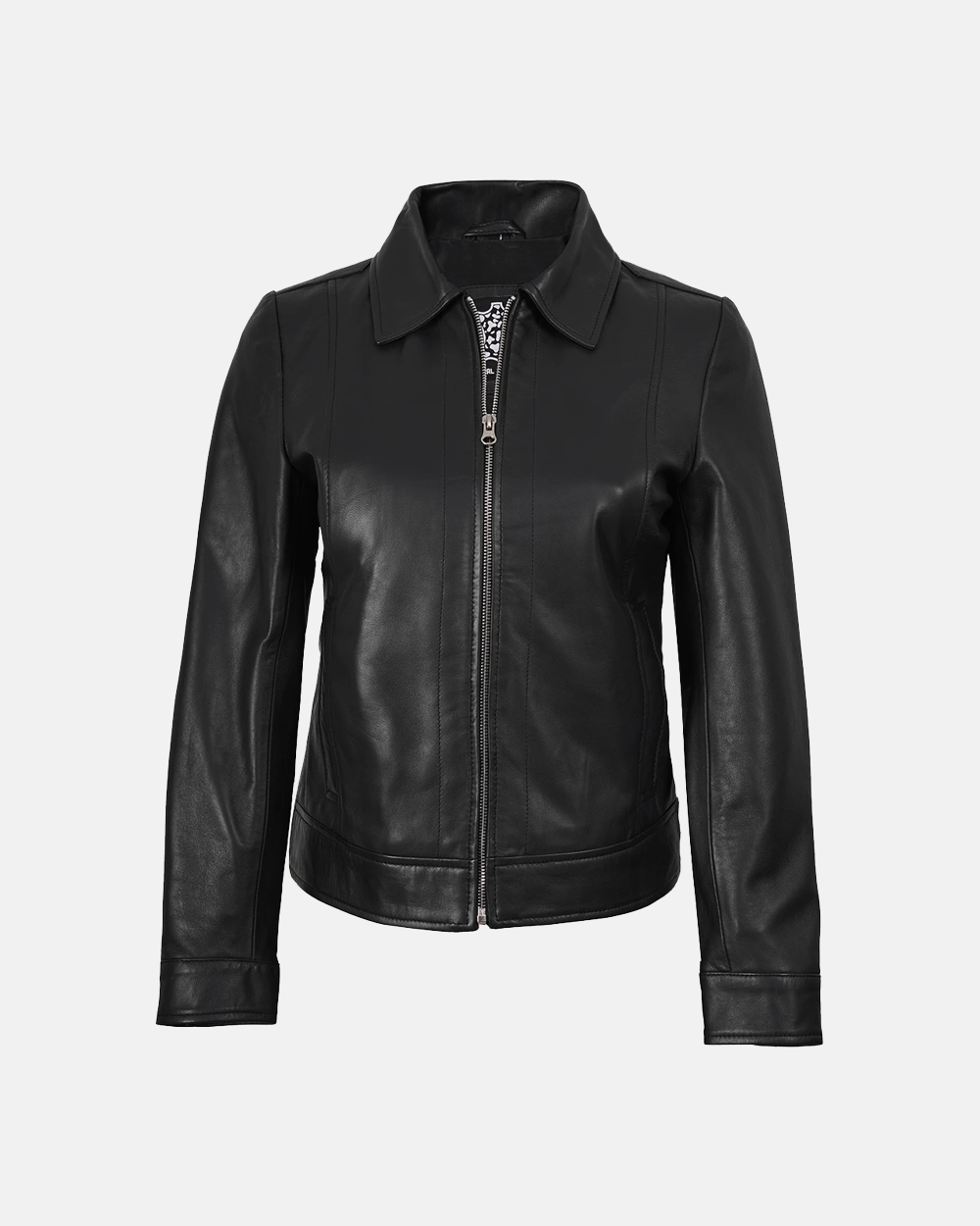 Women's Harrington Style Black Leather Jacket