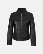 Women's Harrington Style Black Leather Jacket