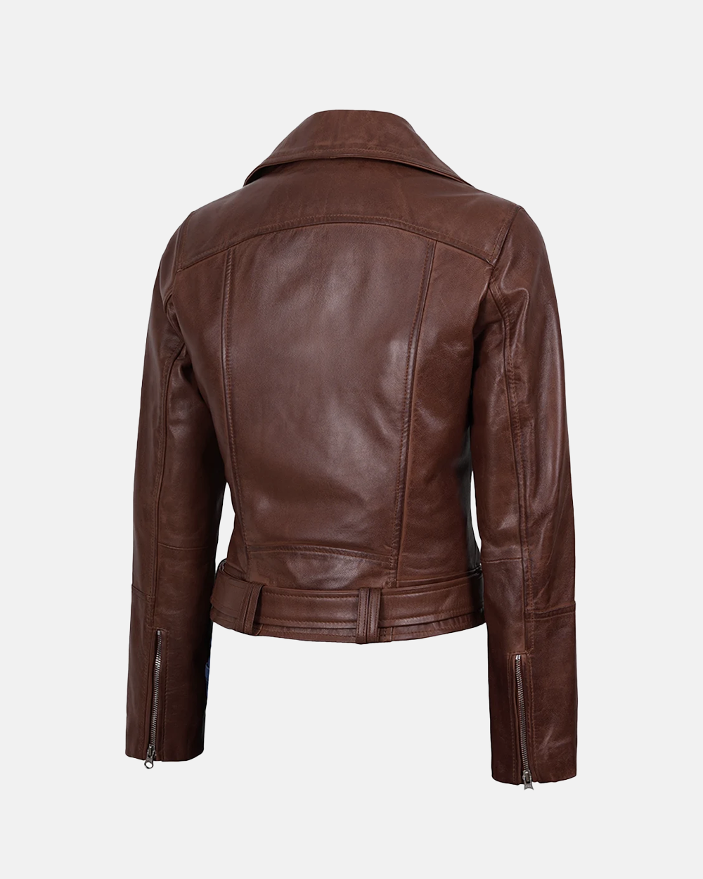Women's Brando Cognac Brown Biker Leather Jacket
